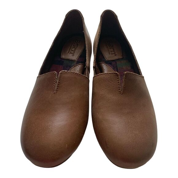 Women's BORN Sebra Slip On Shoes Size 6.5 US Soft Leather Camel Brown Stretch - Picture 2 of 10